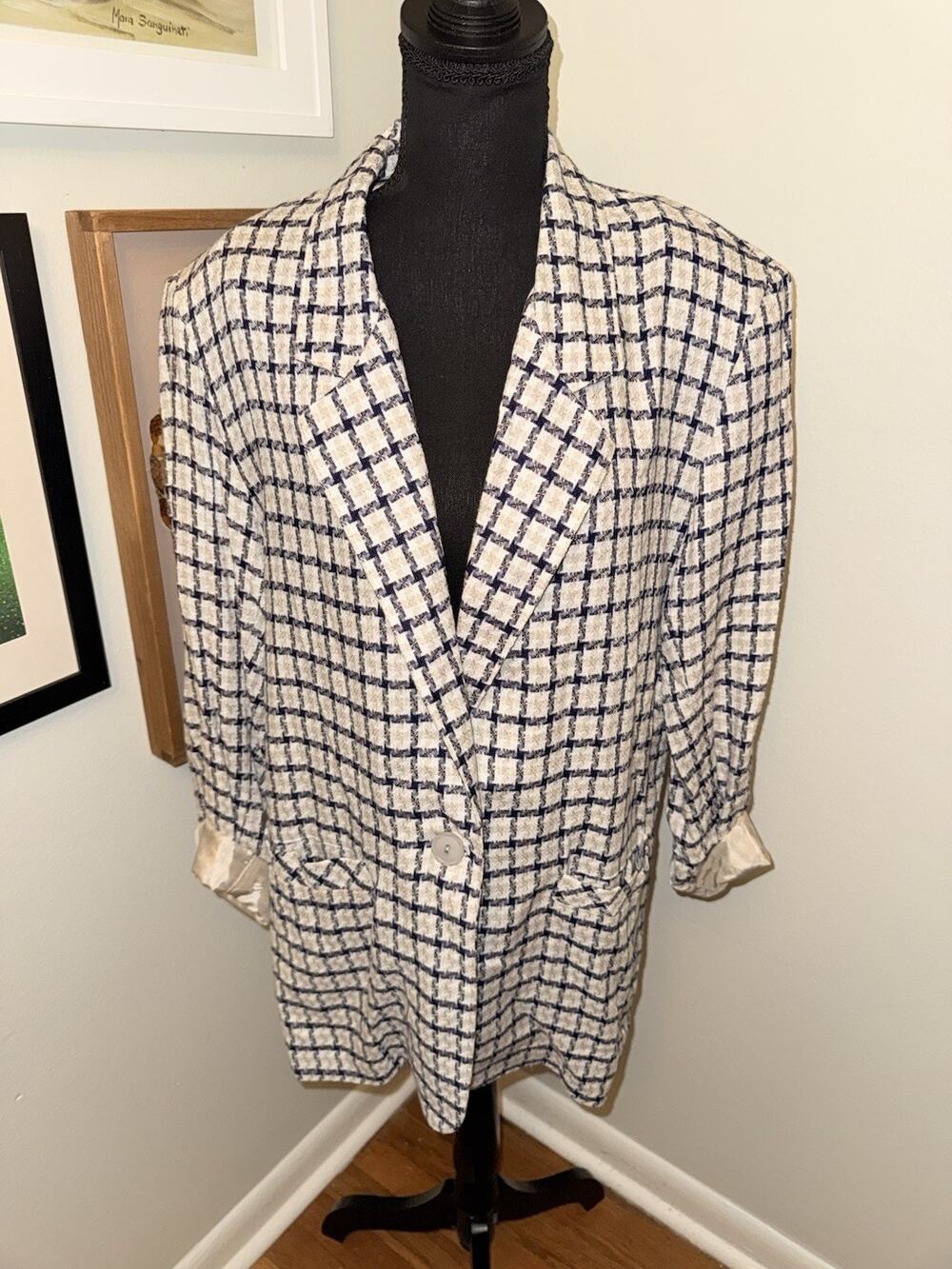 VTG Chad Steven’s Women’s Plaid Blazer One Button Luxury Sz MEDIUM USA MADE